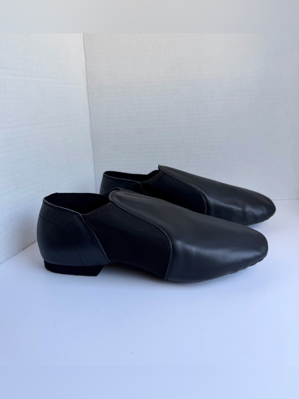 Stelle Black Leather Dance Shoes Jazz Hip Hop Slip On Split Sole Size 6.5